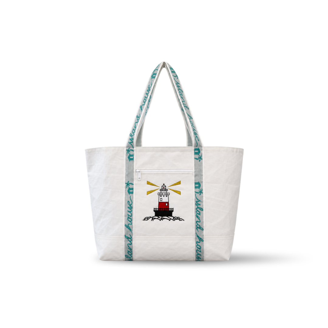 Greens Ledge Lighthouse Reclaimed Sail Bag – Large Tote