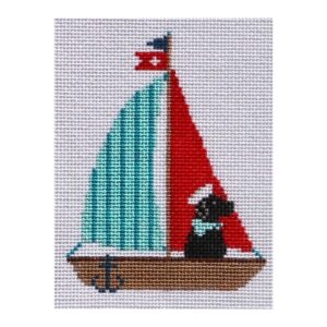 Black Labrador in Sailboat