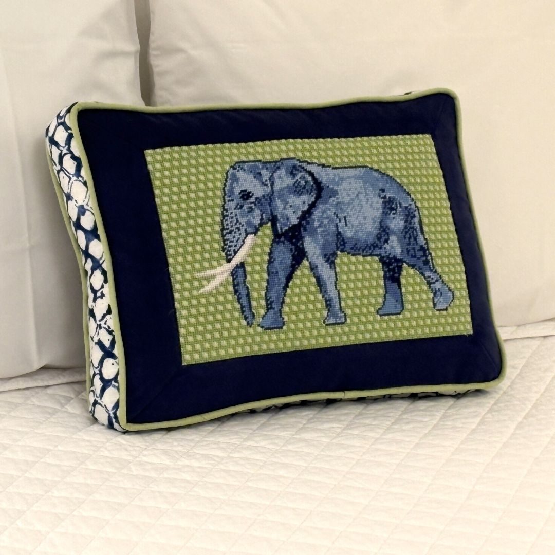 Needlepoint Elephant Pillow Maji for KDEF