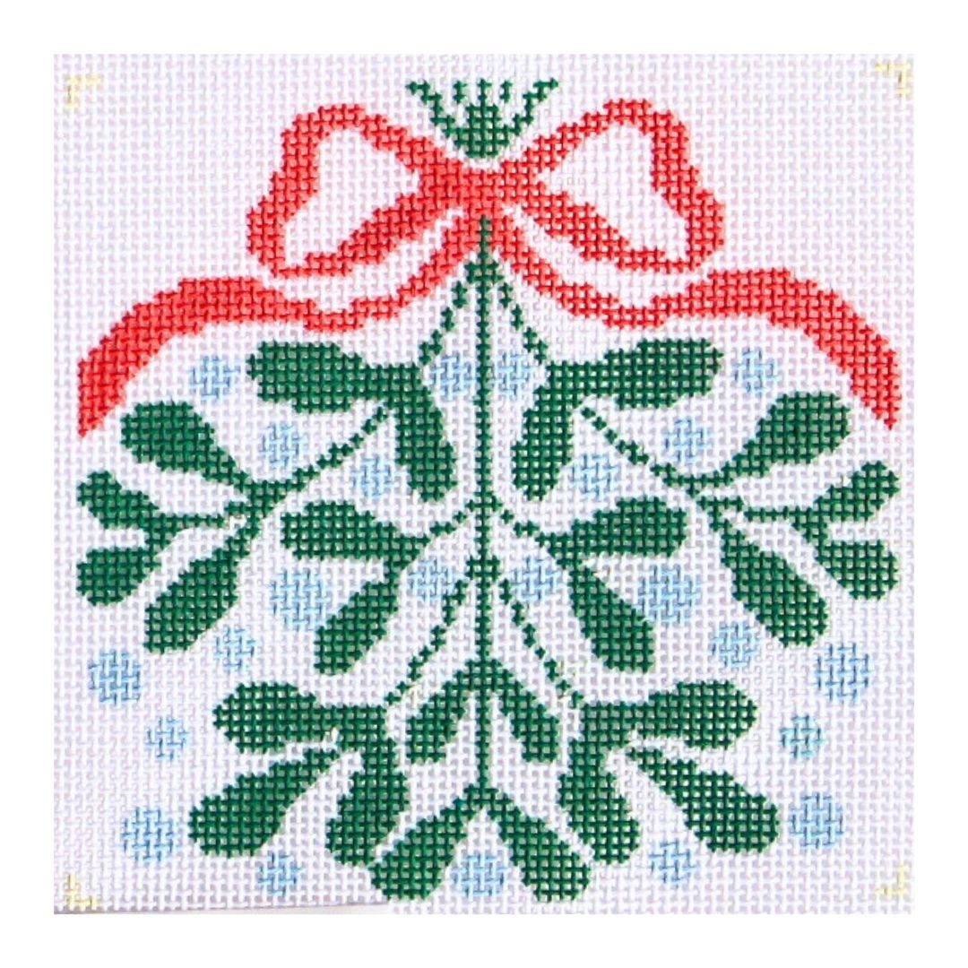 red-bow-mistletoe-coaster-needlepoint-canvas-CV-3031-MISTLECOAST-18
